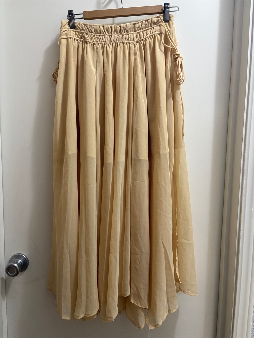 Commense Light Beige Maxi Skirt with Gathered Waist